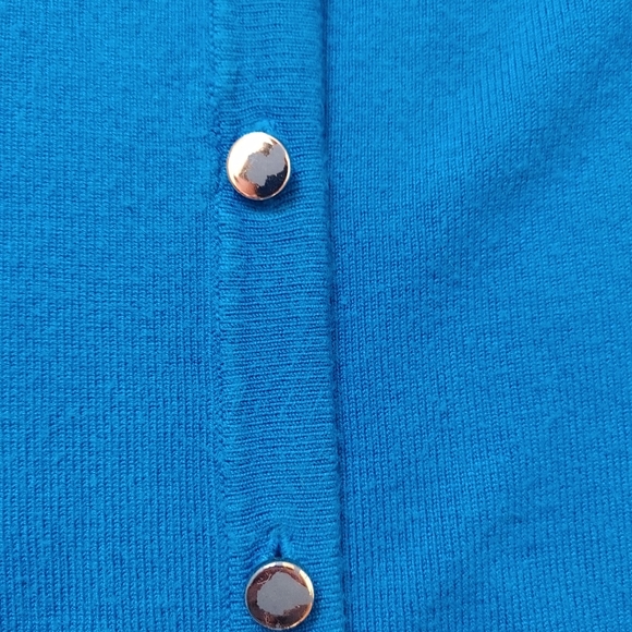 Reitmans Blue Cardigan Knit Button up Large Cerulean Peacock blue - Picture 2 of 7